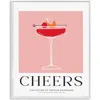 Stupell Industries Cheers Cocktail Framed Art Print In Pink