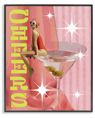Stupell Industries Cheers Retro Drink & Swimmer Framed Giclee Art In Multi