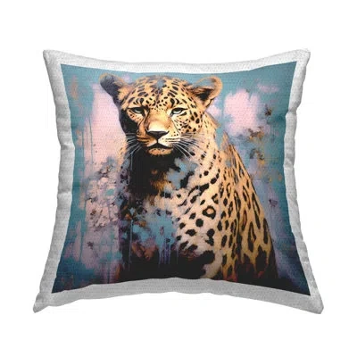 Stupell Industries Cheetah With Modern Pattern Outdoor Printed Pillow By Lazar Studio In Tan