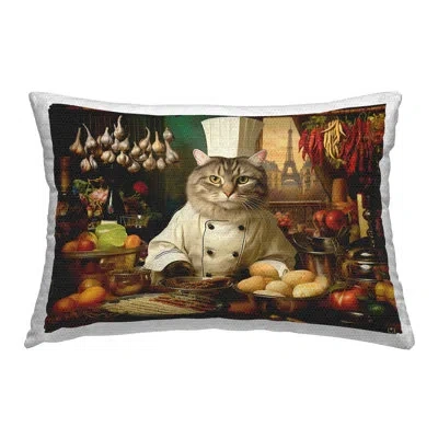 Stupell Industries Chef Cat In Kitchen Outdoor Printed Pillow By Michael David Ward In Tan