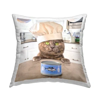 Stupell Industries Chef Cat With Tuna Can Printed Throw Pillow Design By Michael Quackenbush