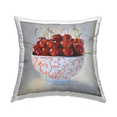 Stupell Industries Cherries In Ornate Bowl Decorative Printed Throw Pillow Design By Jenny Westenhofer In Red