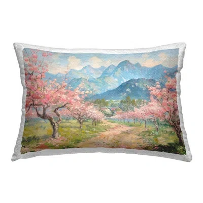 Stupell Industries Cherry Blossom Mountains Design By Lsr Design Studio Outdoor Printed Pillow In Blue