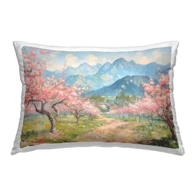 Stupell Industries Cherry Blossom Mountains Design By Lsr Design Studio Throw Pillow In Blue
