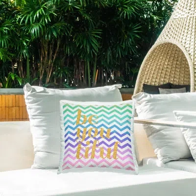 Stupell Industries Chevron Beautiful Phrase Printed Outdoor Throw Pillow Design By Sd Graphics Studio In Gold