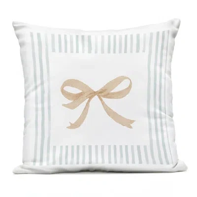 Stupell Industries Chic Bow With Striped Border Outdoor Printed Pillow Design By Patricia Pinto In Beige