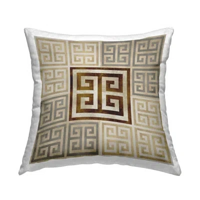 Stupell Industries Chic Greek Key Pattern Printed Throw Pillow Design By Ellie Roberts In Beige
