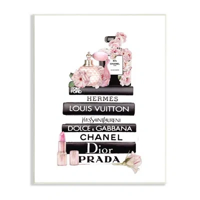 Stupell Industries Chic Pink Toiletry Cosmetics Glam Fashion Books In Wood