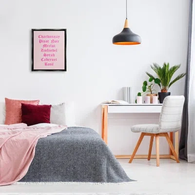 Stupell Industries Chic Pink Wine List Floater Frame By House Of Lulu In Jet Black Floater Frame