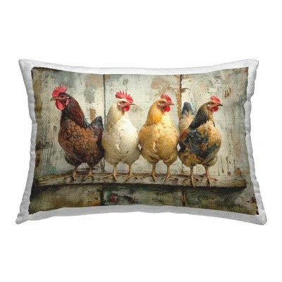 Stupell Industries Chickens In A Row Design By Lsr Design Studio Outdoor Printed Pillow In Brown