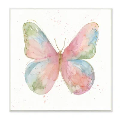 Stupell Industries Children's Spring Butterfly Abstract Watercolor Pattern Wings By Nan - Graphic Art In Wood Plaque