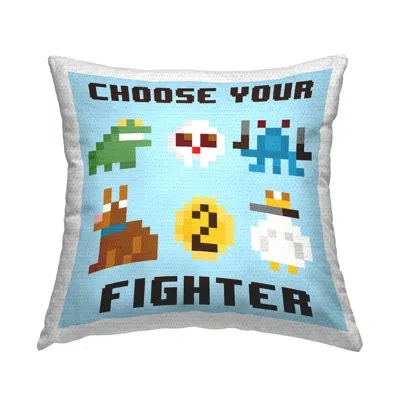Stupell Industries Choose Gaming Fighter Printed Outdoor Throw Pillow Design By June Erica Vess In Blue