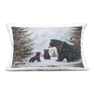 Stupell Industries Christmas Black Bears Decorative Printed Throw Pillow, Design By Tina Lecour, 14 X 7 X 20 In White