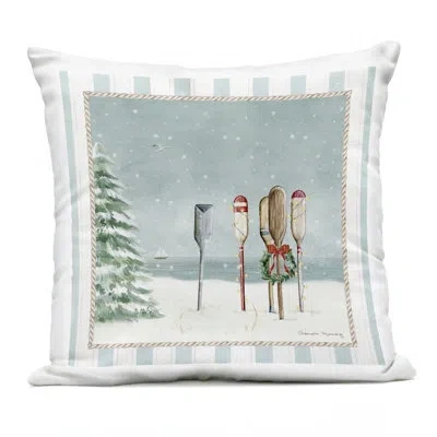 Stupell Industries Christmas In Newport Oars Outdoor Printed Pillow, Design By Danielle Murray