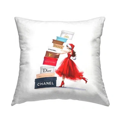 Stupell Industries Christmas Shopping Boxes Decorative Printed Throw Pillow By Amanda Greenwood In White