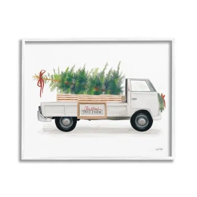 Stupell Industries " Christmas Tree Farm Truck Single Picture Frame " By House Fenway On In Coastal White Framed Giclee