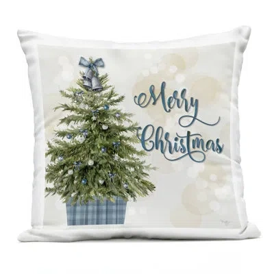 Stupell Industries Christmas Tree In Plaid Stand Design By Mollie B. Outdoor Printed Pillow In Green