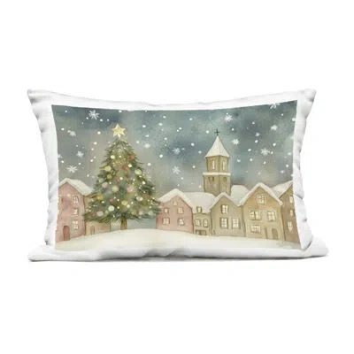 Stupell Industries Christmas Village Snowfall Outdoor Printed Pillow Design By Lsr Design Studio In Blue
