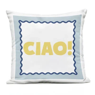 Stupell Industries Ciao! Bold Yellow Typography Outdoor Printed Pillow, Design By Sd Graphics Studio