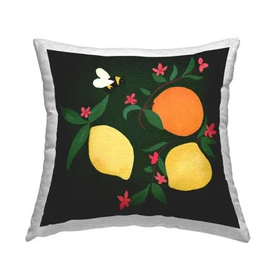 Stupell Industries Citrus & Bumble Bee Design By Michelle Ingari Designs Outdoor Printed Pillow In Green