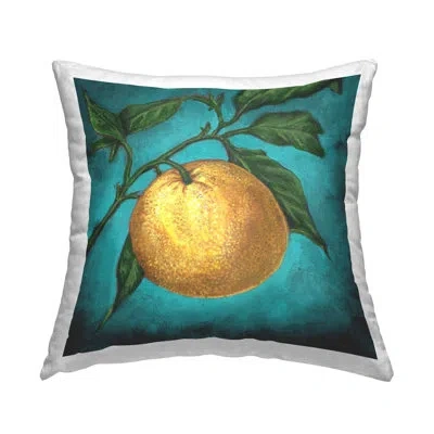 Stupell Industries Citrus Fruit On Branch Decorative Printed Throw Pillow Design By Connie Resch In Blue