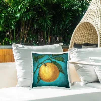 Stupell Industries Citrus Fruit On Branch Printed Outdoor Throw Pillow Design By Connie Resch In Blue