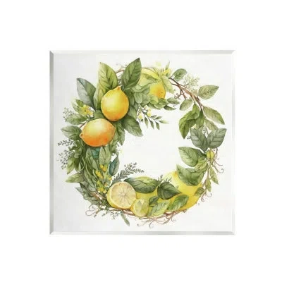 Stupell Industries Citrus Lemons Greenery Wreath By Ziwei Li - Graphic Art In Wood