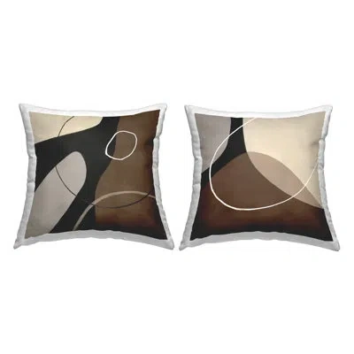 Stupell Industries Classic Abstract Shape Neutral Tone Decorative Print Throw Pillow By Patricia Pinto (set Of 2) In Brown