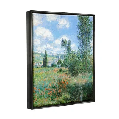 Stupell Industries Classic Field Flowers Rural Impressionist Painting By Lettered And Lined - Floater Frame Painting On In Jet Black Floater Frame