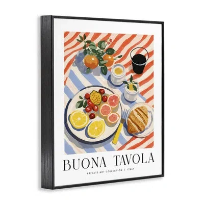 Stupell Industries Classic Italian Fruit Plate Framed Giclee Art, Design By Lettered And Lined In Midnight Black Framed Giclee