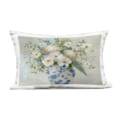 Stupell Industries Classic Ornate Flower Vase Design By Nan Outdoor Printed Pillow In Beige