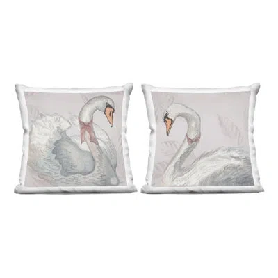 Stupell Industries Classic Swans With Bows 2 Piece Decorative Printed Throw Pillow Set, Design By Elizabeth Medley, 18  In Pink