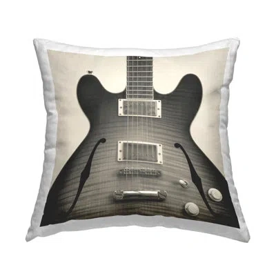 Stupell Industries Classy Electric Guitar Decorative Printed Throw Pillow By Deborah Revell In Gray