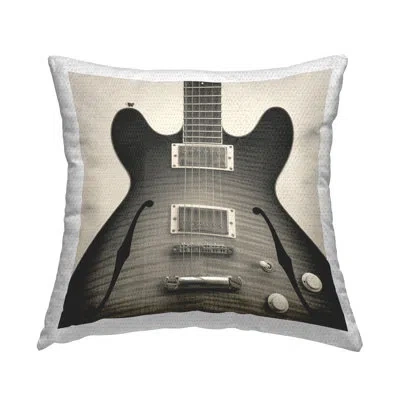 Stupell Industries Classy Electric Guitar Outdoor Printed Pillow By Deborah Revell In Gray