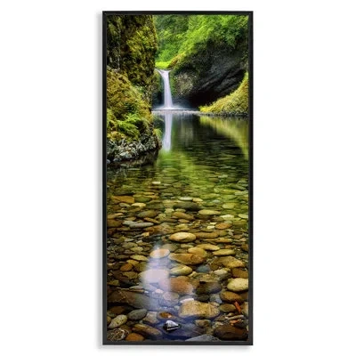 Stupell Industries Clear Stream Waterfall Photography Framed On Wood By Dennis Frates Photograph In Midnight Black Framed Giclee