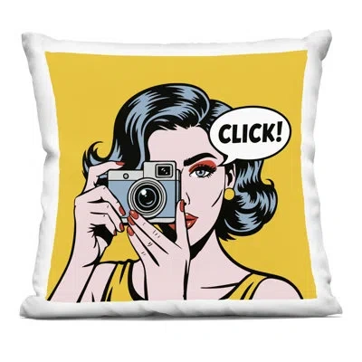 Stupell Industries Click Retro Photographer Decorative Printed Throw Pillow, Design By Andreas Magnusson, 18 X 7 X 18 In Yellow