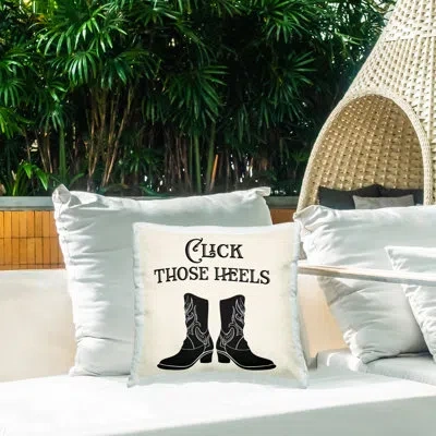 Stupell Industries Click Those Heels Cowgirl Outdoor Printed Pillow By Karen Smith In Beige