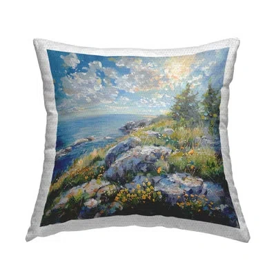 Stupell Industries Cliffside Sea View Design By Lsr Design Studio Outdoor Printed Pillow In Blue