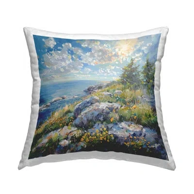 Stupell Industries Cliffside Sea View Design By Lsr Design Studio Throw Pillow In Blue