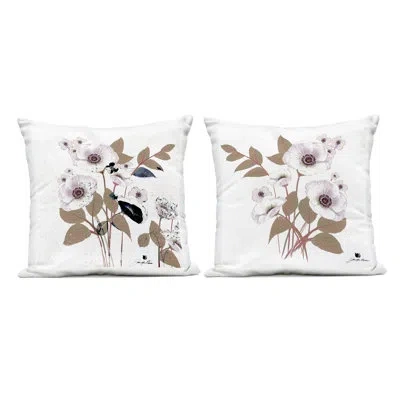Stupell Industries Close Prayers Flowers 2 Piece Outdoor Printed Pillow Set, Design By Joan Davis In Tan
