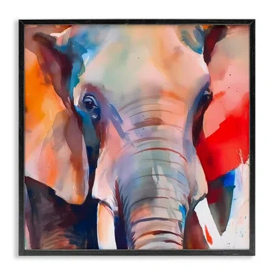 Stupell Industries Close Up Elephant Face Framed Giclee Art By Walker Noble In Midnight Black Framed Giclee