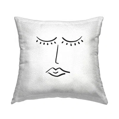 Stupell Industries Closed Eye Face Minimal Boho Design Outdoor Printed Pillow By Amy Brinkman In Black;white