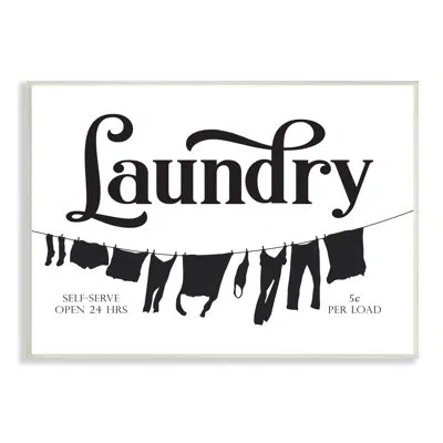 Stupell Industries Clothesline Laundry Room Vintage Advertisement By Lettered And Lined - Floater Frame Print In Wood