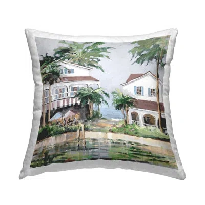 Stupell Industries Coastal Bay Cottages Decorative Printed Throw Pillow Design By Jane Slivka In White