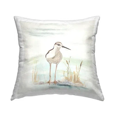 Stupell Industries Coastal Beach Sandpiper Bird Printed Throw Pillow Design By Patricia Pinto In Beige
