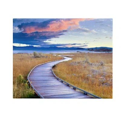 Stupell Industries Coastal Boardwalk Sunset Canvas Art In Blue