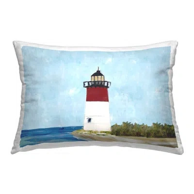 Stupell Industries Coastal Lighthouse On Blue Decorative Printed Throw Pillow Design By Julie Derice