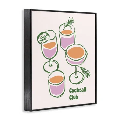 Stupell Industries Cocktail Club Glasses Framed Giclee Art, Design By House Of Lulu In Midnight Black Framed Giclee