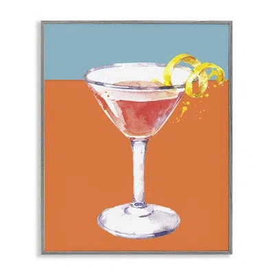 Stupell Industries Cocktail On Blocked Hues Framed Giclee, Design By Susan Jill In Farmhouse Gray Framed Giclee