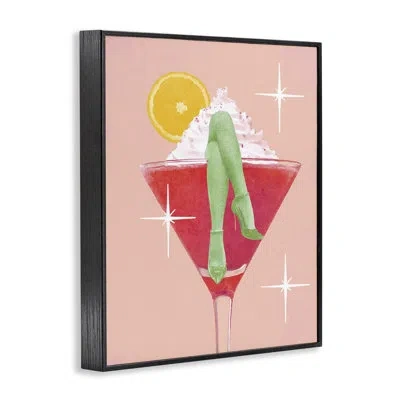 Stupell Industries Cocktail With Glamour Legs Framed Giclee Art, Design By Lil' Rue In Midnight Black Framed Giclee
